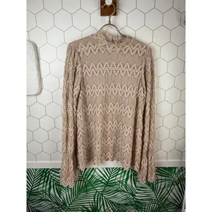 Free People Tan Lace Long Sleeve Tunic Top - Size - Medium thumbnail 2