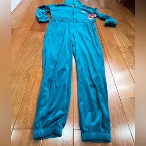 NWT Juicy By Juicy Couture Jumpsuit peacock Velour‎ Hooded Long Sleeve Zip Up L thumbnail 5