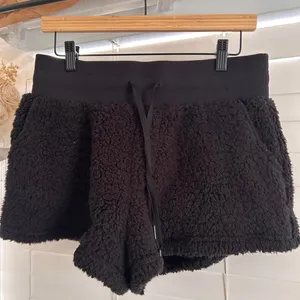 POPFLEX Black Sherpa fleece teddy Shorts lounge size Small thumbnail 2