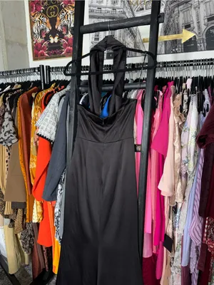 ELLIATT Brynn Black Satin Halter Cutout Maxi Gown Womens XS EUC thumbnail 14