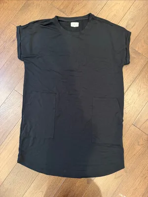 Lou & Grey Black Short-Sleeve Pocket T-Shirt Dress Size Large - C66-025 thumbnail 1