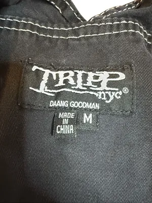 Y2K Vintage Tripp NYC Goth Punk Stuffed Overall Shorts Black Medium thumbnail 6