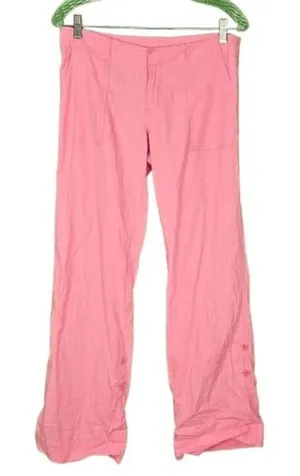Lilly Pulitzer Womens Pink‎ Linen Blend Roll Up Pants XS thumbnail 1