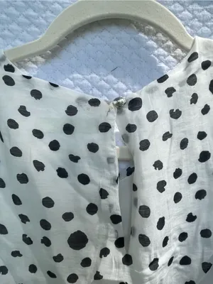 Verte Women’s Size Small White Black Polka Dot Ruffle Wrap Maxi Dress Side Tie thumbnail 6