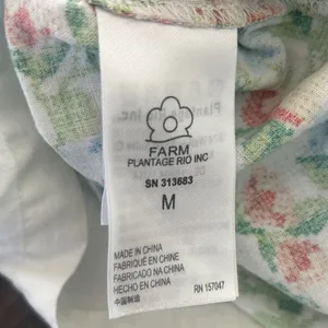 Farm Rio Tropical Romance Romper Medium White Floral Linen Cottagecore Summer thumbnail 9