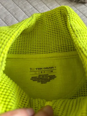 Tek gear Y2K Vtg bright chartreuse grid fleece quarter zip pullover XL thumbnail 2