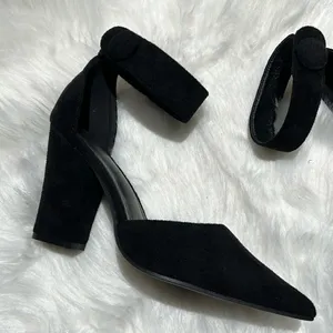 Black Suede Ankle Strap Platform Heels Size 7. B78‎ thumbnail 5