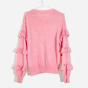Women’s Pink Ruffle Sweater Size M thumbnail 4
