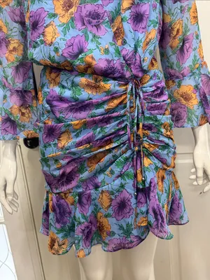 VERONICA BEARD 100% Silk Sean Floral-Printed Ruched Dress | Size 6🌸 thumbnail 6