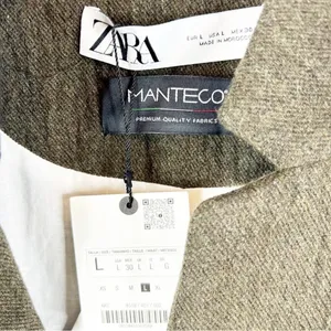 NWT ZARA Minimalist Wool Blend Jacket Women's Size L‎ Brown Scandi Style thumbnail 5