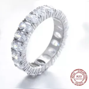 Sterling Silver SIZE 5 925 Oval Cubic Zirconium Eternity Ring thumbnail 3