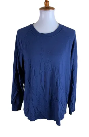 Lake Navy Blue Crewneck Sweatshirt Pullover Minimalist Casual Lounge‎ Large thumbnail 1