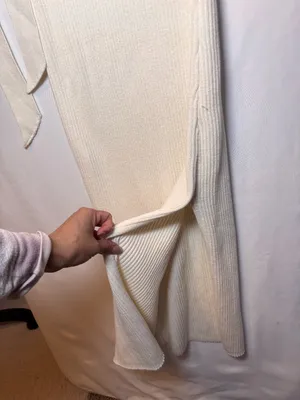 Forever 21 Contemporary Ivory Ribbed Tie-Wrap Midi Dress – Size S thumbnail 5