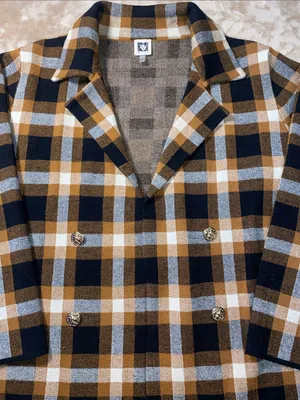 Anne Klein Plaid Sweater Jacket Knit Blazer with gold buttons thumbnail 5