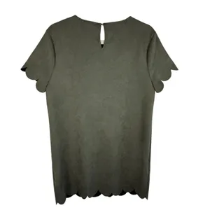 Entro‎ NWOT Green Faux Suede Short Sleeve Scalloped Hem Dress Size M thumbnail 2
