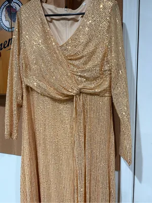 Gold Sequin Faux Wrap Maxi Dress thumbnail 3