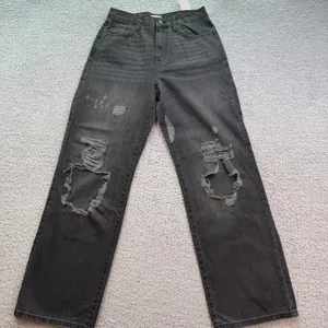 Forever 21 Premium 90s Fit Distressed Jeans Washed Black High Waist 27 Baggy thumbnail 1