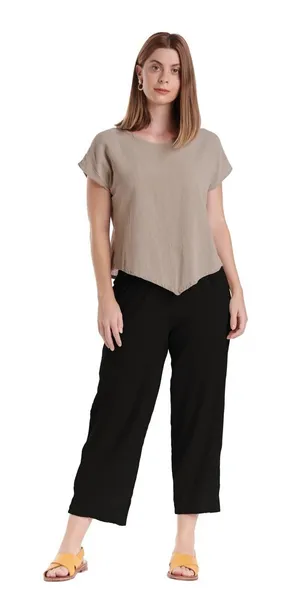 Oh My Gauze Cloud Cotton Cropped Pull On Cutout Pants Black 2 L/XL 12-14 NEW thumbnail 1