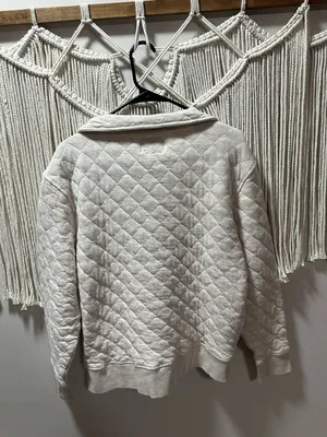 Old Navy Quilted Half-Zip Pullover in Ivory thumbnail 2