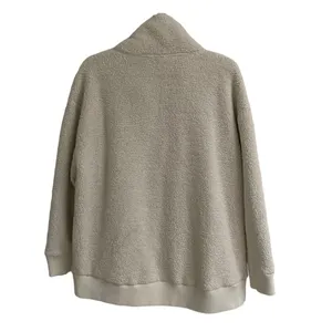 Athleta Talus teddy Sherpa half zip pull over cream sweatshirt L‎ thumbnail 4