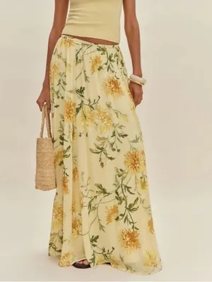 Reformation Women’s Lisette Top Gemma Maxi Skirt Honeyglow Floral Yellow Set 6 thumbnail 8