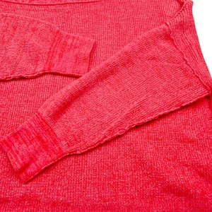 Free People Alana Linen Blend Cable Knit Off Shoulder Sweater Red MEDIUM thumbnail 5