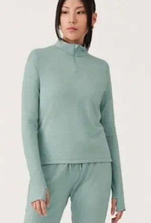 Allbirds Quarter Zip Pullover Natural Run Mid Layer Green Hush Athleisure Casual thumbnail 1