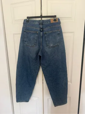 Free People Barrel Leg Baggy Oversized Jeans Medium Blue Wash Size 28 thumbnail 6