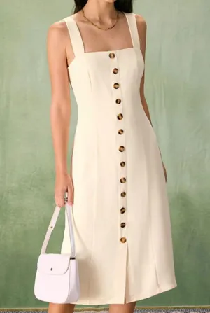 RIHOAS The Apricot Square Neck Button Slip Midi Dress, Size L, NWT thumbnail 5