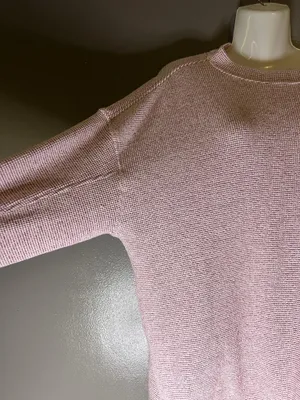 Aerie Sweater Womens Medium Pink Striped Waffle Knit Crew Neck Pullover Cozy thumbnail 5