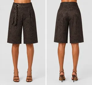 Cache Brown Jacquard Self Belt Walking Bermuda City Short Pant Textured NWT $88 thumbnail 2