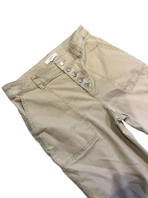 LOFT Beige Ankle Cropped Button-Front Pants thumbnail 4