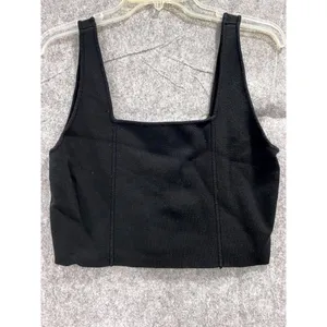 House of Harlow 1960 Black Knit Square Neck Cropped‎ Tank Top Medium Boho Chic thumbnail 2
