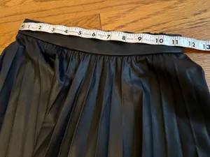 Zara Black Pleated Faux Leather Skirt size 11-12 thumbnail 3