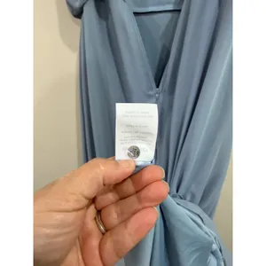 Birdy Grey Gwennie French Blue Chiffon V-Neck Maxi Bridesmaid Dress Slit Size L thumbnail 5