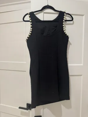 Endless Rose Pearl Accented Mini Dress Black thumbnail 3