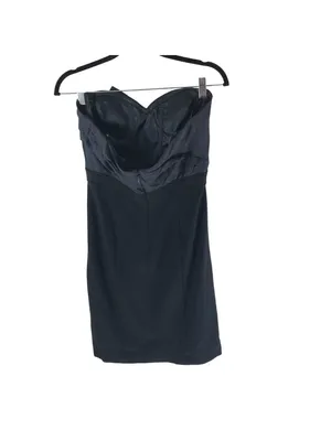 BCBGMAXAZRIA Strapless Black Navy Blue Pleated Bodice Cocktail Dress Size 6 thumbnail 2