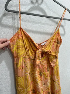 Olivaceous Yellow and Peach Floral Maxi Dress thumbnail 3