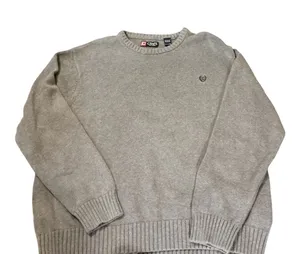 Chaps Mens Crewneck Sweater Gray 100% Cotton Long Sleeve Classic Knit XXL thumbnail 1
