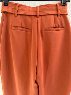 Aritzia Tie Front Burnt Orange Ankle Cropped Front Back Pocket Pants Size 2 thumbnail 7
