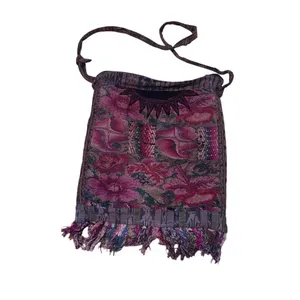 Tapestry Boho Woven Shoulder Bag Floral Fringe Multicolor thumbnail 2