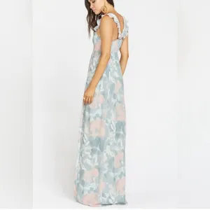 Show Me Your Mumu Reese Ruffle Sage I Do Floral June Maxi Dress SMALL thumbnail 4