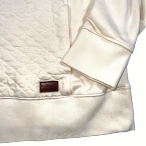 L.L. Bean Small Quilted Quarter Zip Pullover Cream EUC Outdoor Fall Cozy thumbnail 5