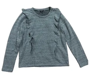 J. Crew Mercantile ruffled sweatshirt pullover‎ grey speckled sz medium thumbnail 1