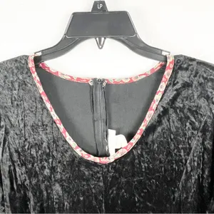 LEW MAGRAM Black Velour Long Sleeves Mixed Prints Maxi Dress Medium Boho Casual thumbnail 5