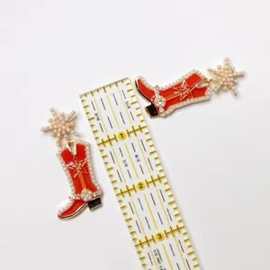 NEW! Red Cowgirl Boots Pearl Embellished Rhinestone Western Bling Glam Earrings thumbnail 4