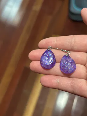 Purple handmade resin earrings thumbnail 5