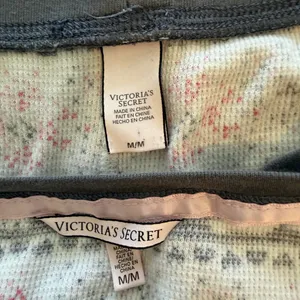 Vintage Victoria's Secret PJ’s Thermal Waffle Snowflake Bear Gray/pink - MD thumbnail 5