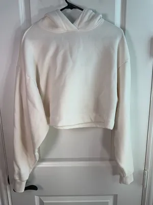 Alo Yoga White Cropped Hoodie Size S thumbnail 1