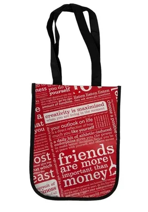 Lululemon Friends are More Important Than Money Shopping Tote Bag Red Black thumbnail 1